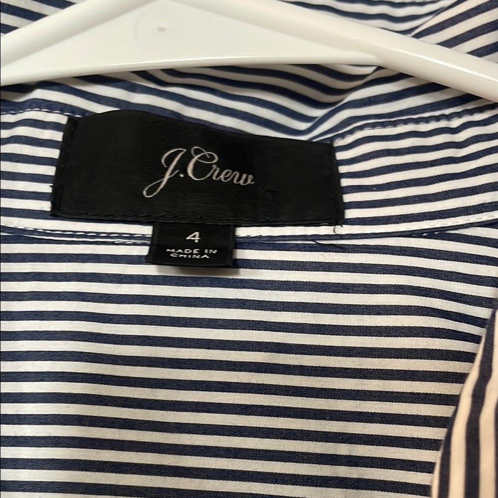 J. Crew Blue and White Striped Long Sleeve Dress - Picture 2 of 4